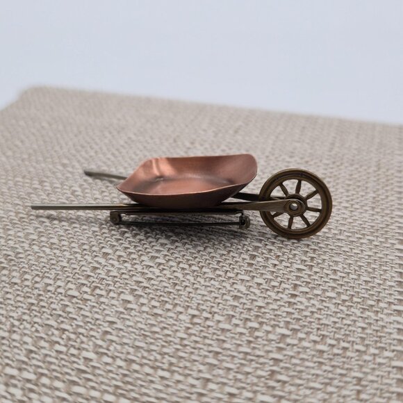 Copper And Tin Wheelbarrow Pin Brooch B495 - Picture 2 of 6
